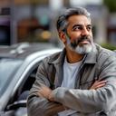Kalihah Zarfati, father of a teenage driver, leaning against a car